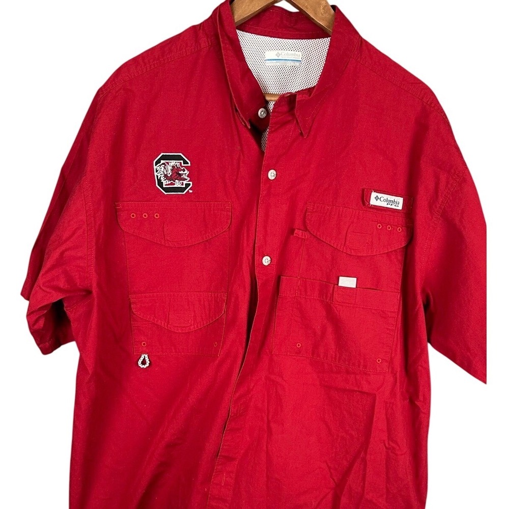 Columbia PFG South Carolina Gamecocks Fishing Shirt Mens XL Red Short Sleeve